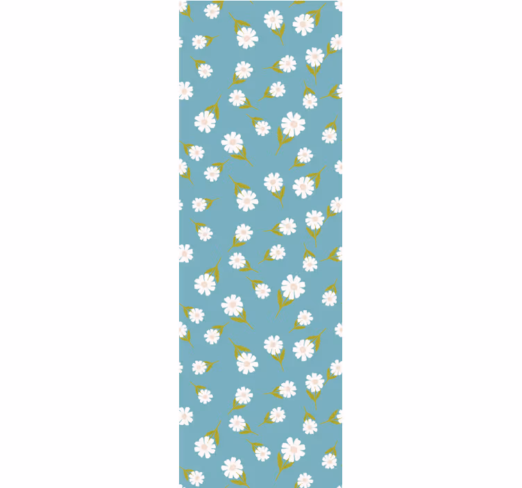 Turquoise madeliefje verspreid behang bloemen - TenStickers