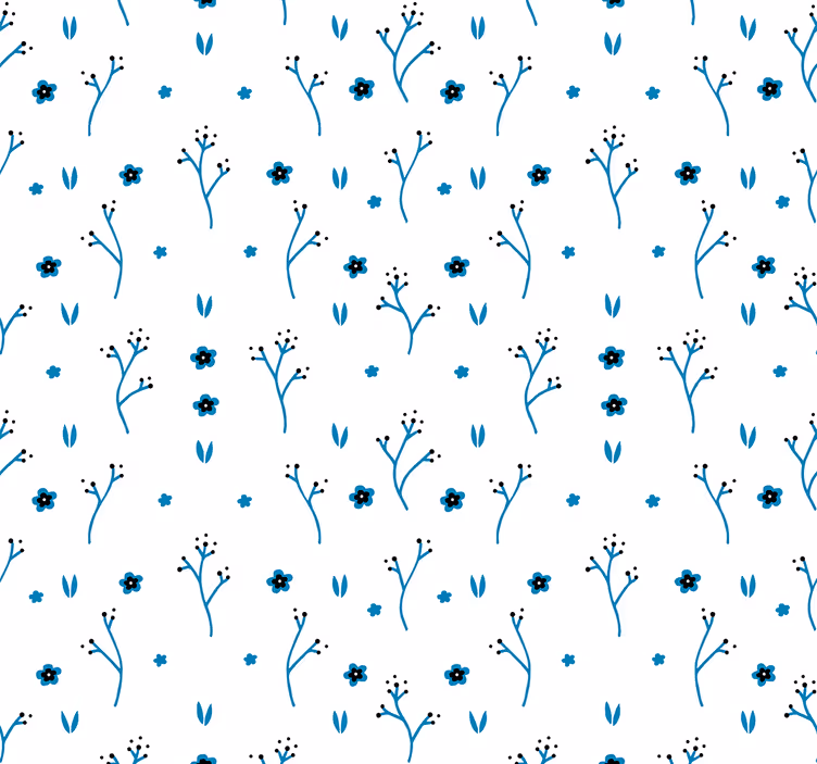 Bloemenblauwe ontwerpen behang bloemen - TenStickers