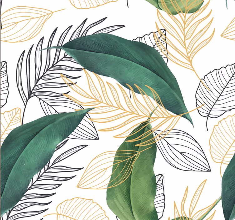 Tropisch groen blad natuur behang - TenStickers