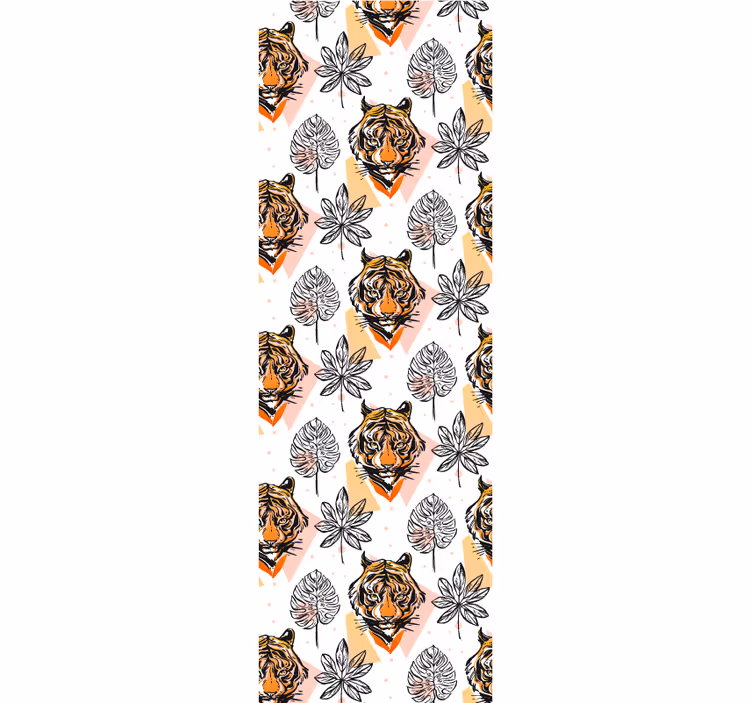 Tijger bloemen elementen dieren behang - TenStickers