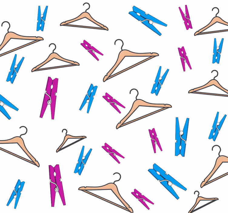 Kleding en hangers gepersonaliseerd behang - TenStickers