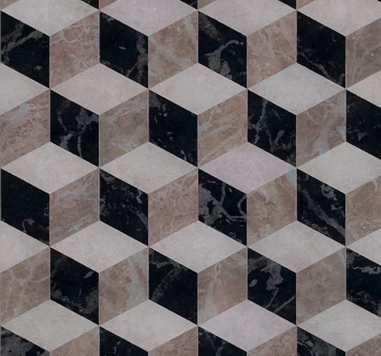 Geometrische kubus opstelling metaal behang - TenStickers