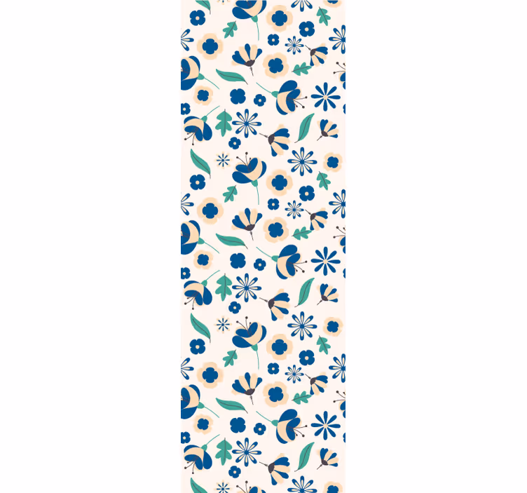 Bloemenblauw patroon behang bloemen - TenStickers