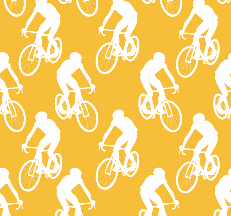 Fietsers behang geel - TenStickers