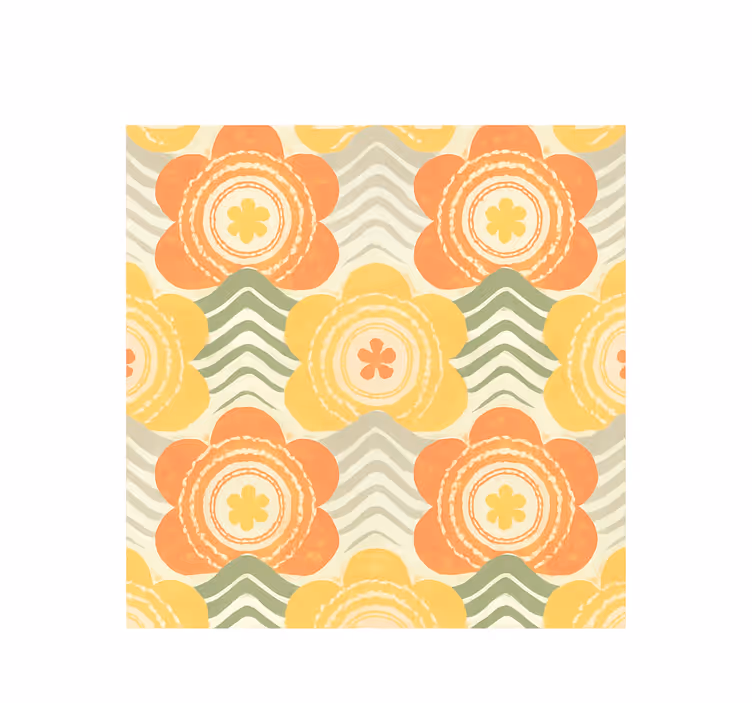 Bloeiend retropatroon uit de jaren 70 vintage behang - TenStickers