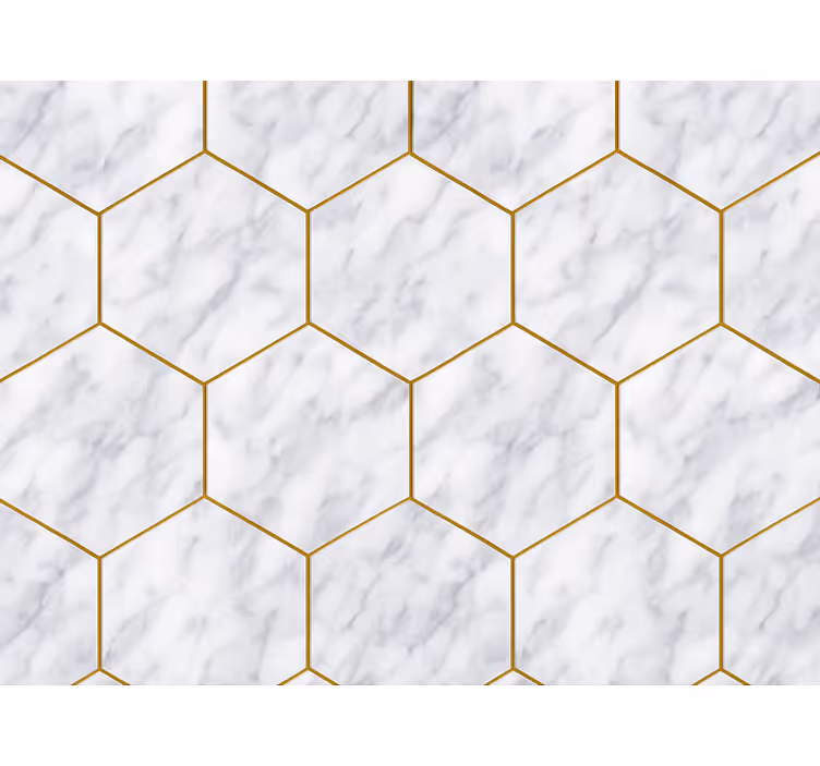 Hexagonale marmeren tegel woonkamer behang - TenStickers