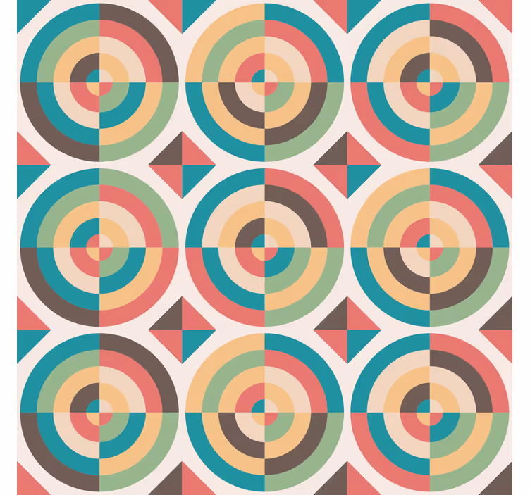 Geometrisch behang retro abstracte vormen - TenStickers