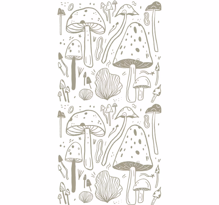 Natuur behang beige paddenstoelen patroon - TenStickers