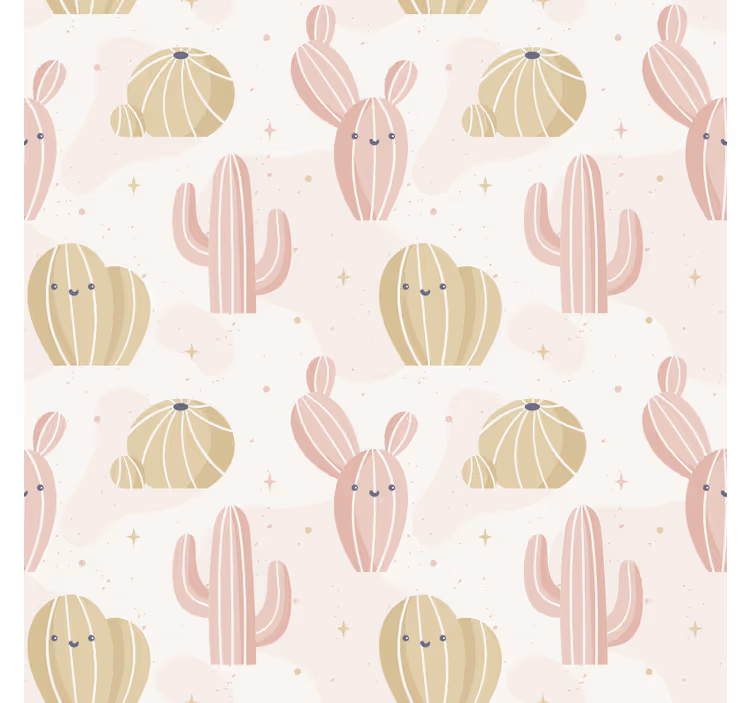 Natuur behang schattig cactuspatroon - TenStickers