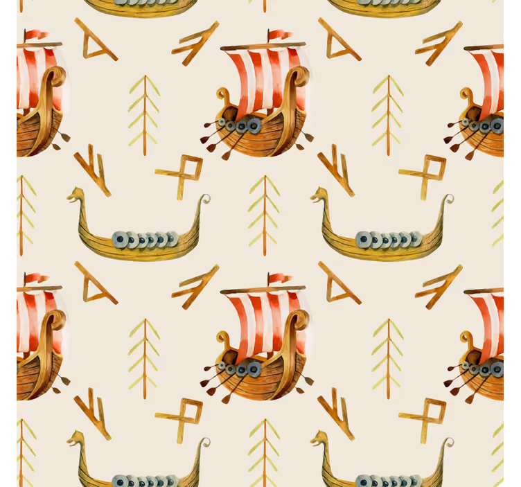 Natuur behang viking schip patroon - TenStickers