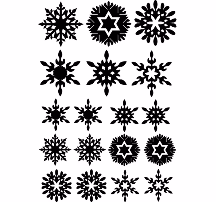 Behang kerst zwarte sneeuwvlokken - TenStickers