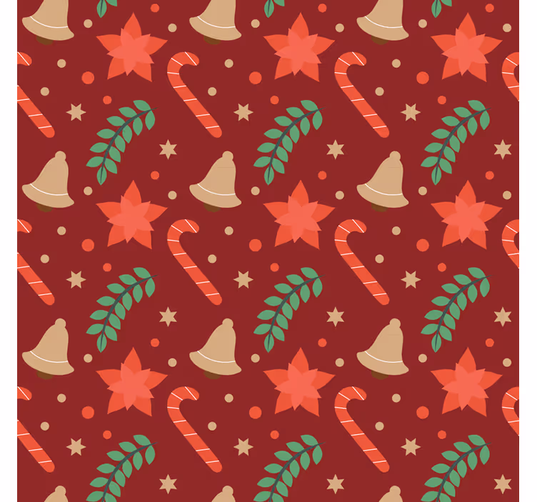Behang kerst met snoepjespatroon - TenStickers