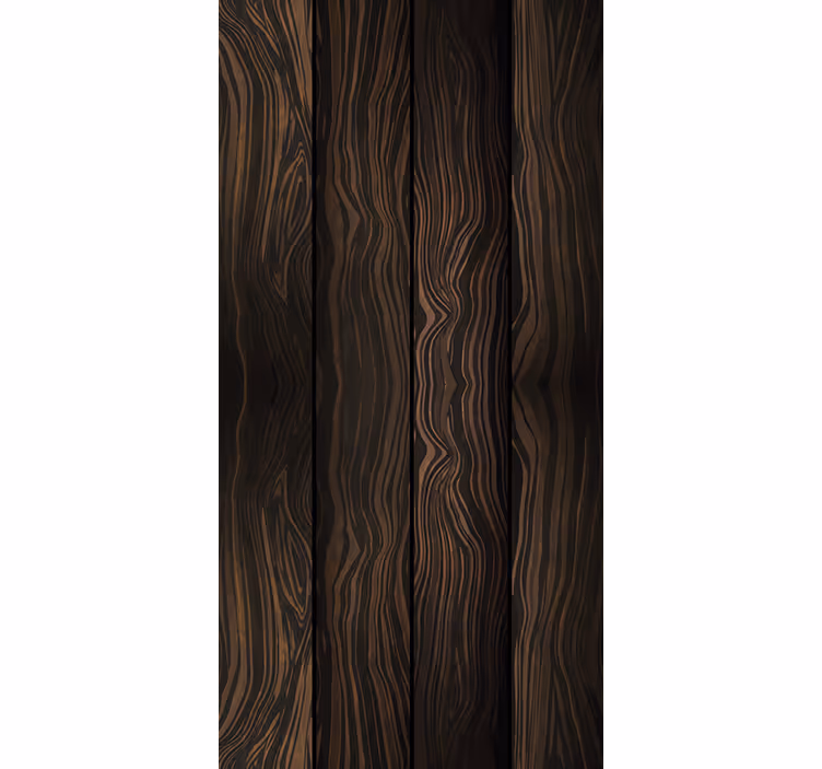 Hout behang donker bladpatroon - TenStickers