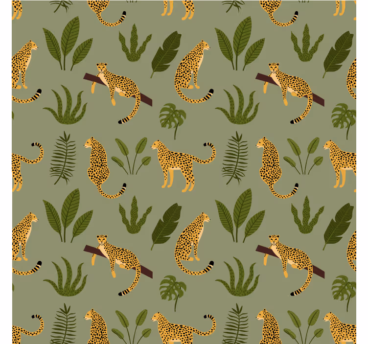 Behang slaapkamer bloemenjungle luipaarddesign - TenStickers