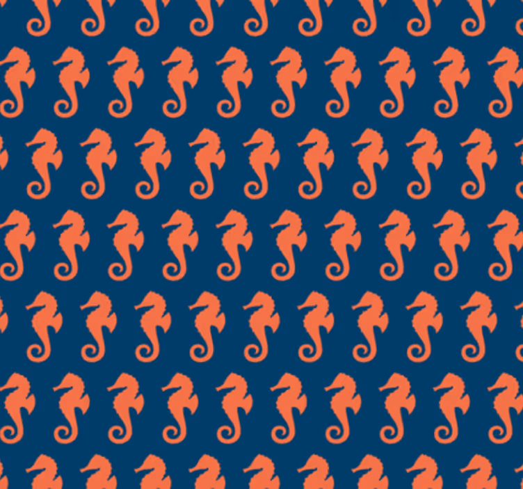 Behang slaapkamer met oranje zeepaardjes patroon - TenStickers