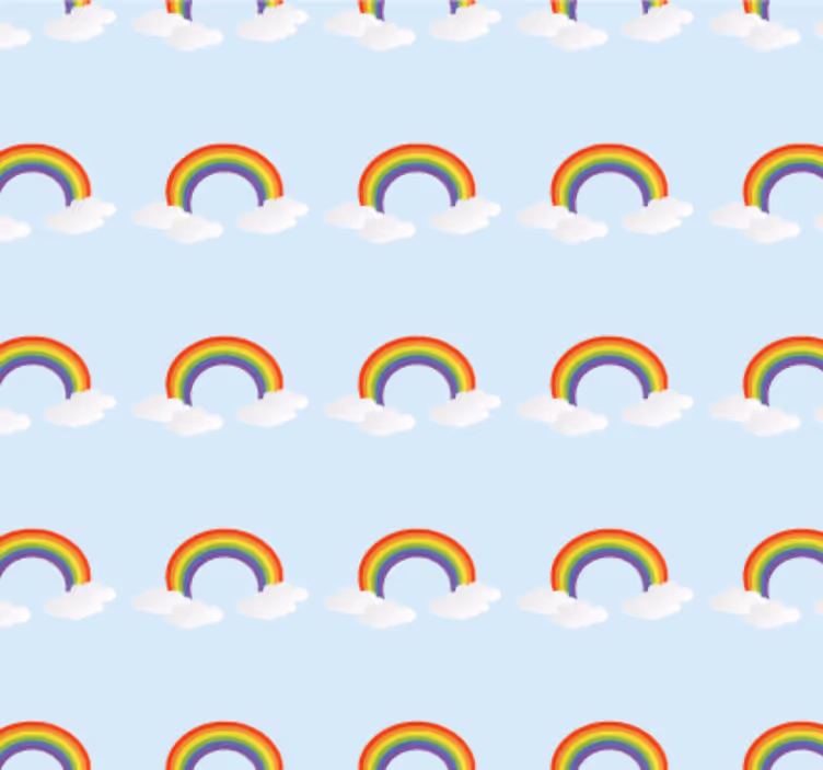 Behang slaapkamer kleurrijke mooie regenboog en wolken - TenStickers