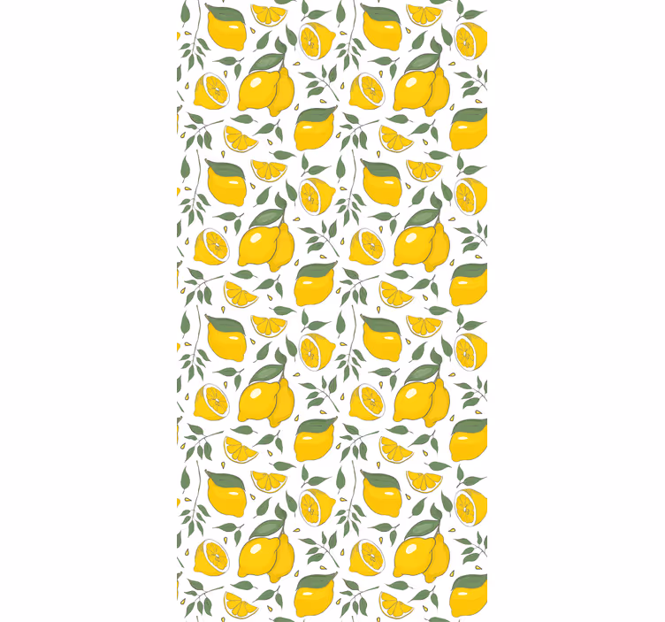 Behang slaapkamer citroenen en crem bloemen - TenStickers