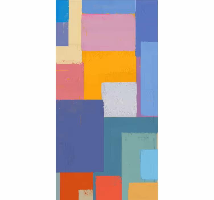 Sierlijk behang abstracte schildering kleurrijke vierkanten - TenStickers