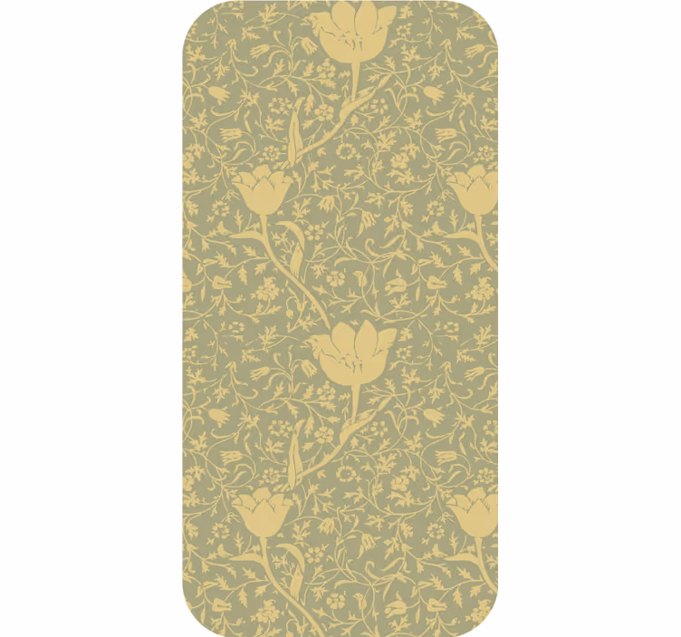 Sierlijk behang met subtiel gouden en groene bloemenpatroon - TenStickers