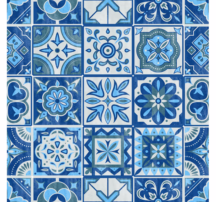 Tegels behang talavera blauw patroon - TenStickers
