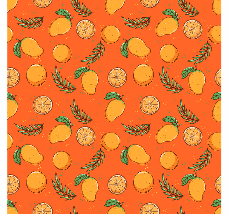 Sierlijk behang met citruspatroon - TenStickers