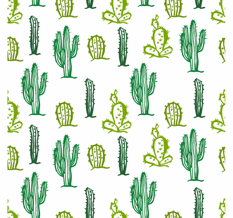 Woonkamer behang groen cactuspatroon - TenStickers