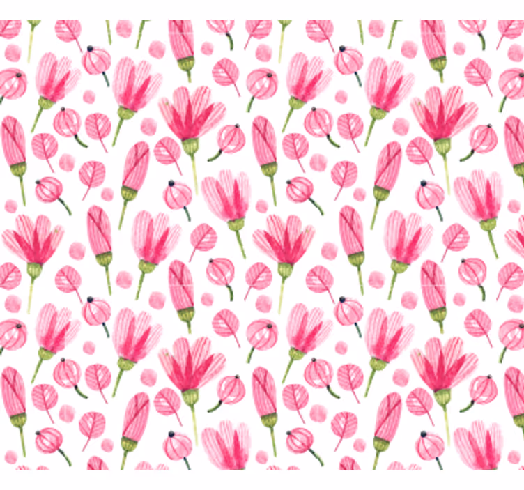 Woonkamer behang roze bloemenpatroon - TenStickers