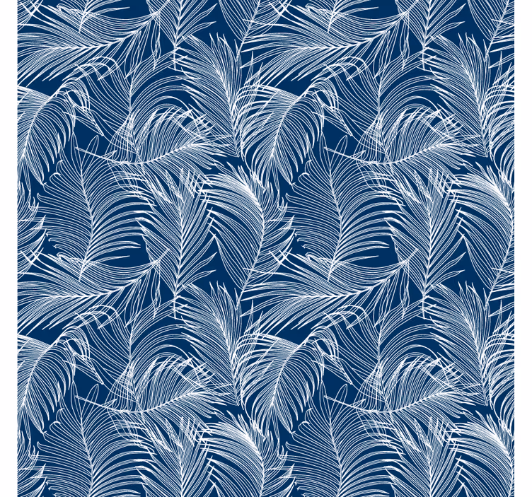 Behang bladeren blauwe bladeren met witte rand - TenStickers