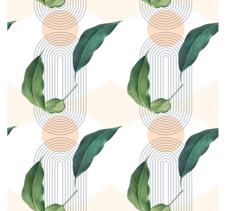 Behang slaapkamer bladachtig geometrisch patroon - TenStickers