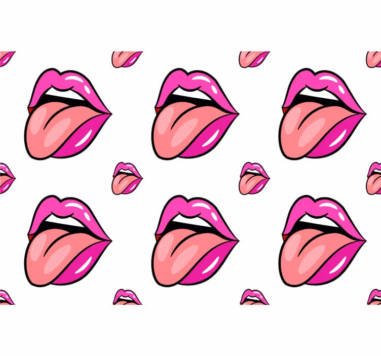 Behang slaapkamer met speels lippenmotief - TenStickers