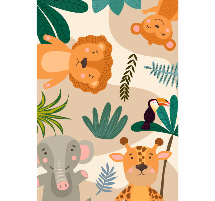 Dieren behang kids scandinavische jungle dieren - TenStickers