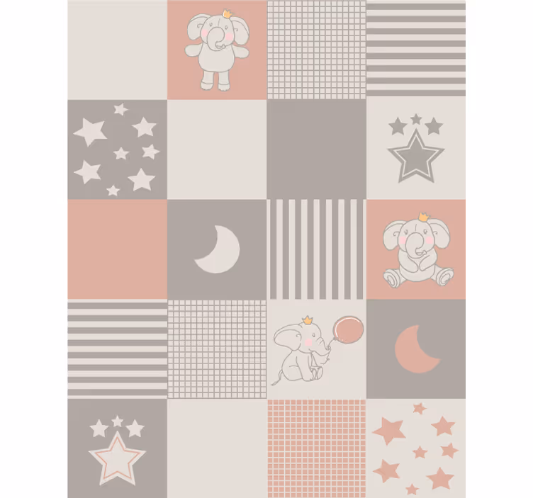 Dieren behang olifantenmotieven met nordic tegels - TenStickers