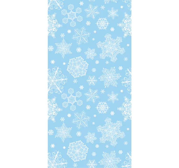 Behang slaapkamer witte sneeuwvlokken op blauwe achtergrond - TenStickers