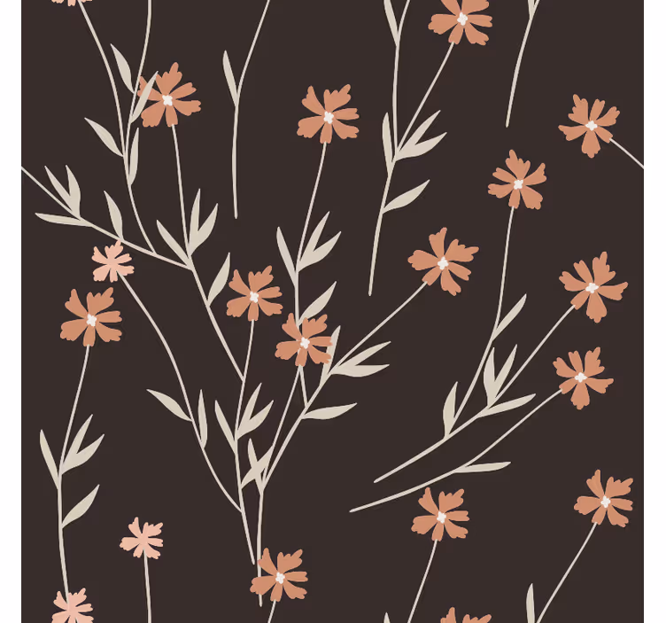 Behang print bruine bloemen kallax - TenStickers
