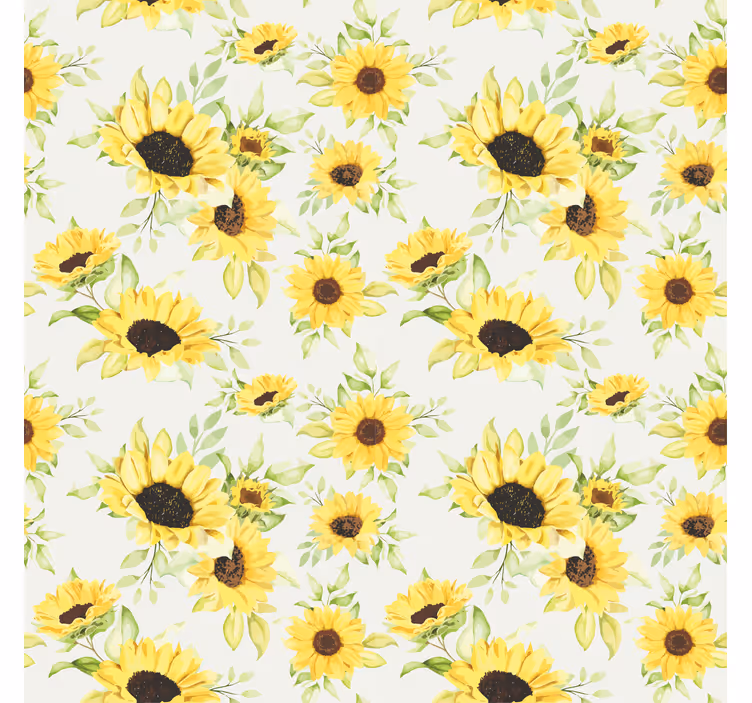 Behang print prachtig aquarel zonnebloemen patroon - TenStickers