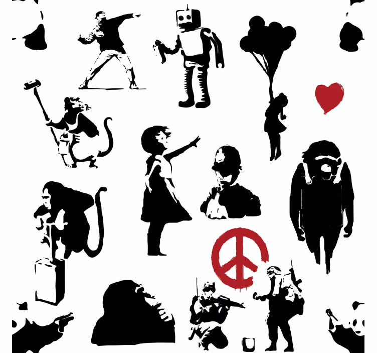 Behang slaapkamer met speelse figuren patronen - TenStickers