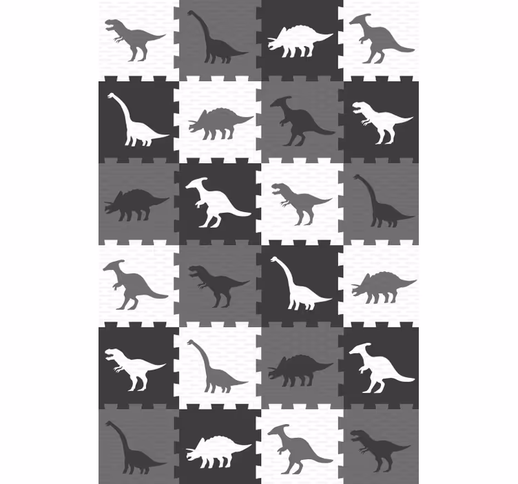 Dieren behang grijs dierenpuzzel - TenStickers