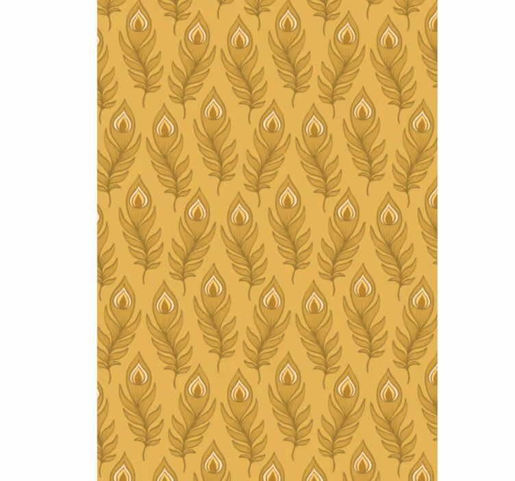 Dieren behang blauwe bloemen kalkoen met twee gouden bloemen - TenStickers