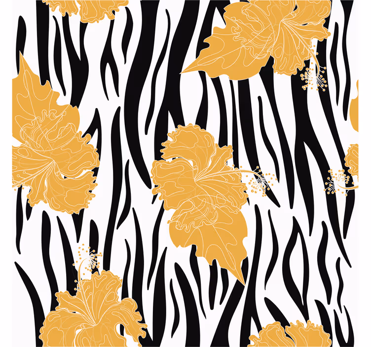 Dieren behang ornamentale bloemen op zebraprint - TenStickers