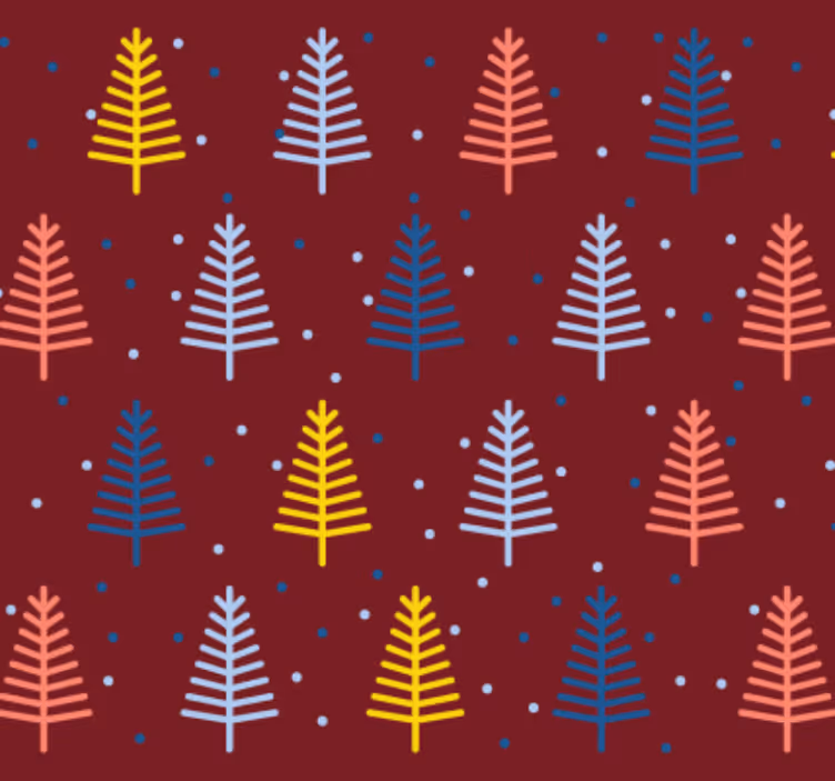 Behang kerst patroon van rode bomen - TenStickers
