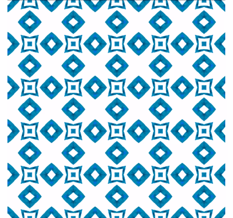 Behang eetkamer geometrisch blauw diamantdesign - TenStickers