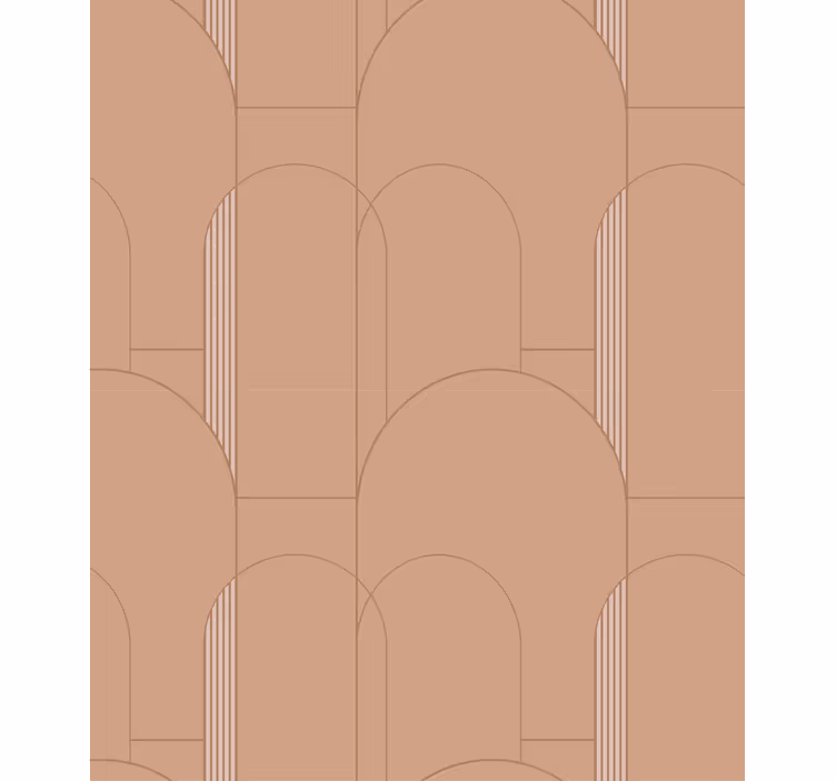 Behang eetkamer terracotta geometrisch cirkelpatroon - TenStickers