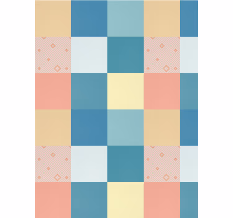 Behang eetkamer kleurrijk retro patchwork patroon - TenStickers