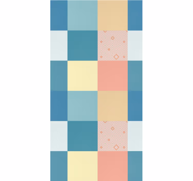 Behang eetkamer geometrisch pastel vloerkleed - TenStickers