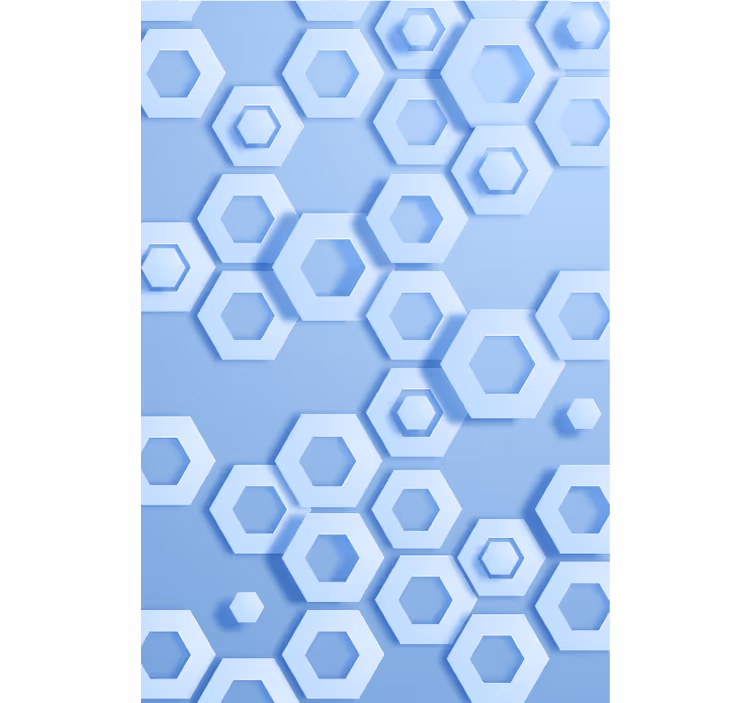 Geometrisch behang hexagonaal blauw patroon - TenStickers