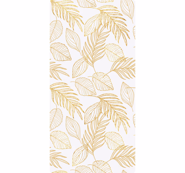 Natuur behang wit met gouden bladeren - TenStickers