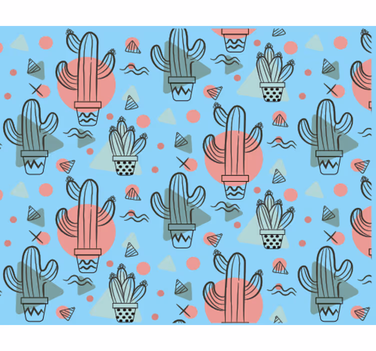 Natuur behang cactussen patroon - TenStickers