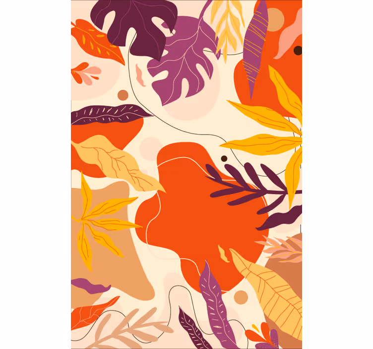 Natuur behang kleurrijke abstracte bladeren - TenStickers