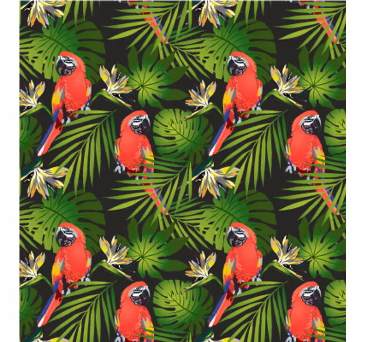 Natuur behang tropische papegaaien groenery - TenStickers