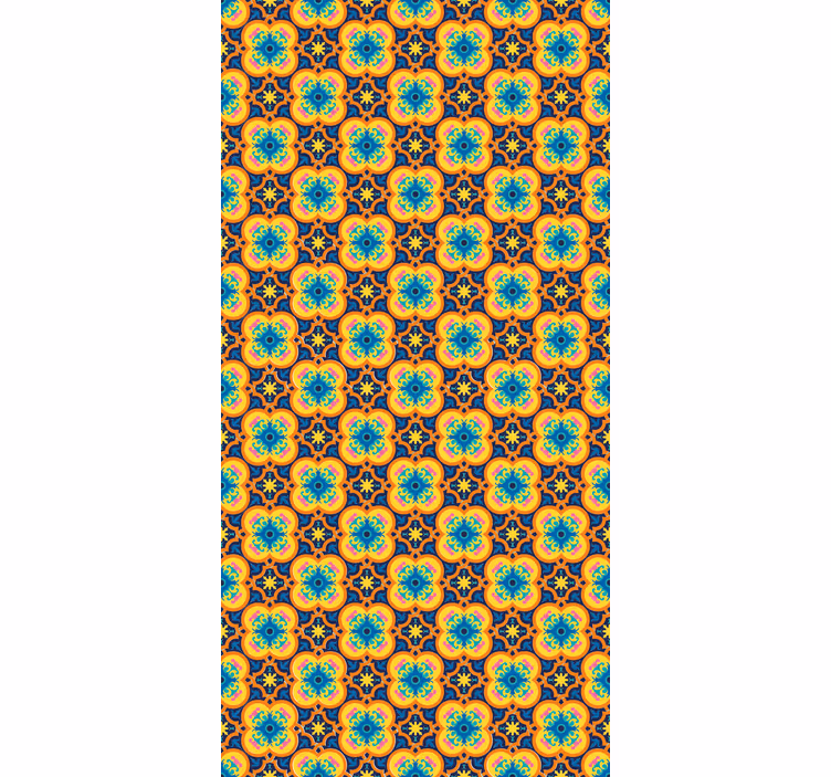 Behang patronen geel en blauw oosters boho patroon - TenStickers